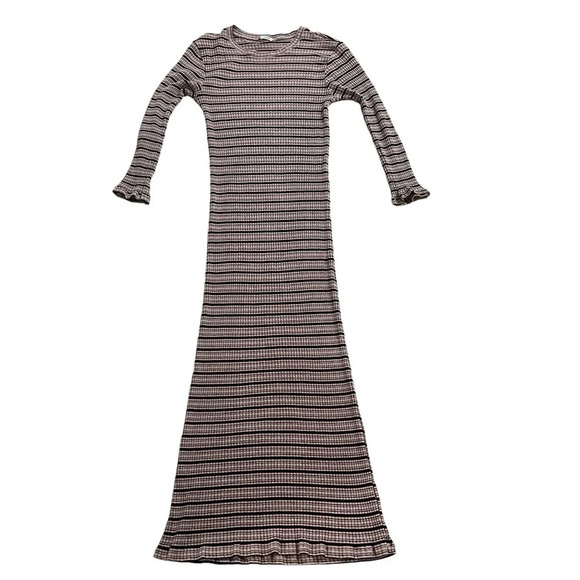 Revolve Monrow Ribbed Striped Knit 3/4 Sleeve Bodycon Midi Dress Women’s Size M - Picture 2 of 14